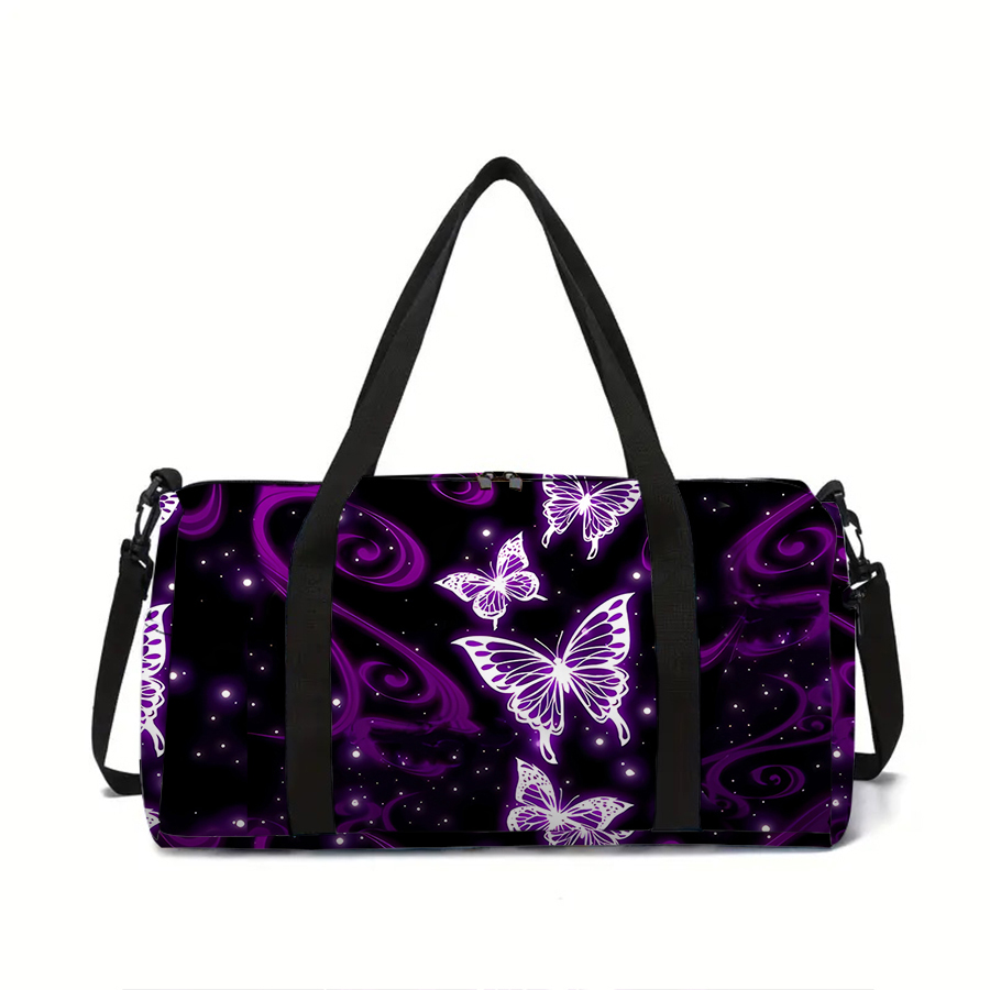 Weekender Bag Duffle - ผู้หญิงกระเป๋าเดินทางขนาดใหญ่รูปแบบผีเสื้อสีม่วง Multi-Functional Duffle Tote กระเป๋ากระเป๋าถือกันน้ํายิมกระเป๋าสําหรับชาย/หญิง