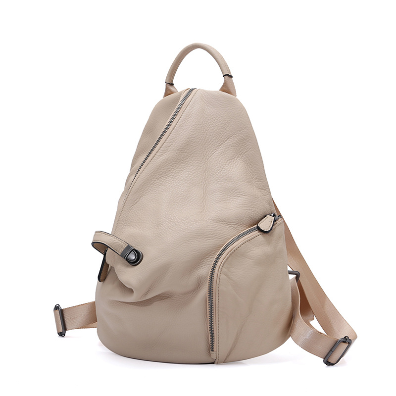 Genuine Leather Backpack - Zency ของแท้หนัง Anti-Theft กระเป๋าเป้สะพายหลังสีดํา Lady กระเป๋าเป้สะพายหลังคุณภาพสูงซิปหัวเข็มขัด