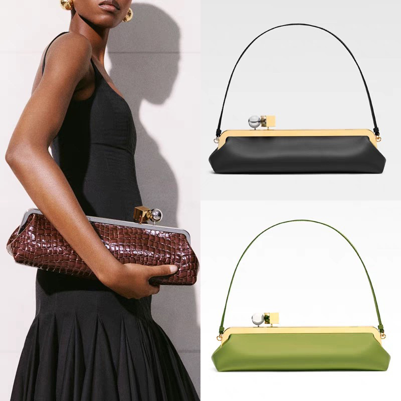 Luxury Bags Trend 2025 - กระเป๋าคลัทช์ยาวแฟชั่นสำหรับผู้หญิง กระเป๋าสะพายไหล่ดีไซน์หรูหราพร้อมตัวล็อคแบบ Kiss Lock กระเป๋าถือสำหรับงานปาร์ตี้สุดหรู กระเป๋าใต้แขนสุดอินเทรนด์