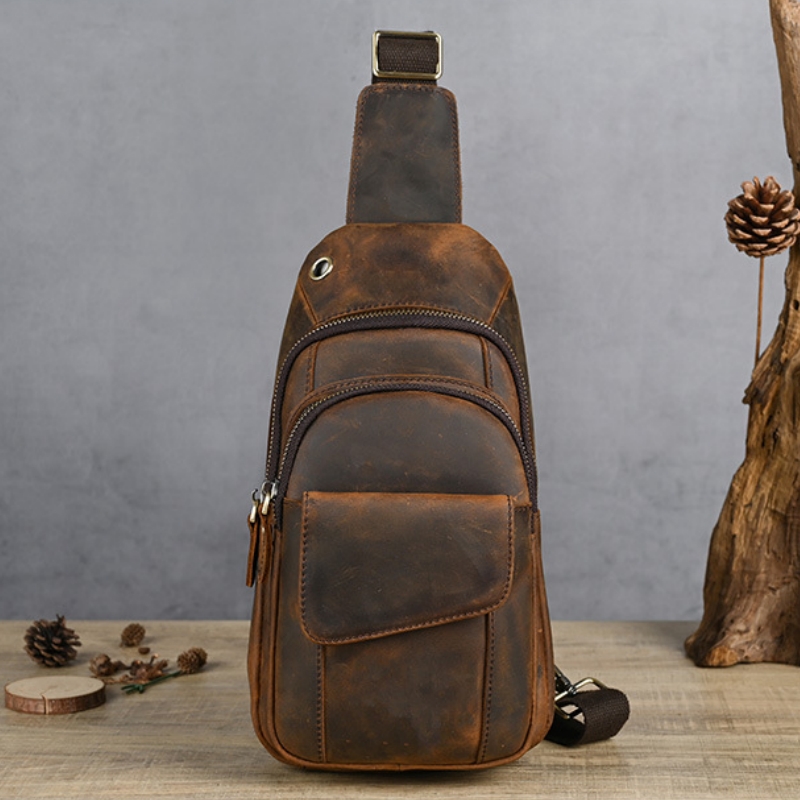 Genuine Leather Backpack - ดีไซเนอร์หรูหรากระเป๋าคาดหน้าอกผู้ชายอเนกประสงค์ความจุขนาดใหญ่กลางแจ้งกระเป๋าสะพายไหล่ผู้ชายกระเป๋าเดินทางกระเป๋าเป้สะพายหลังโมชิลา นักเรียน