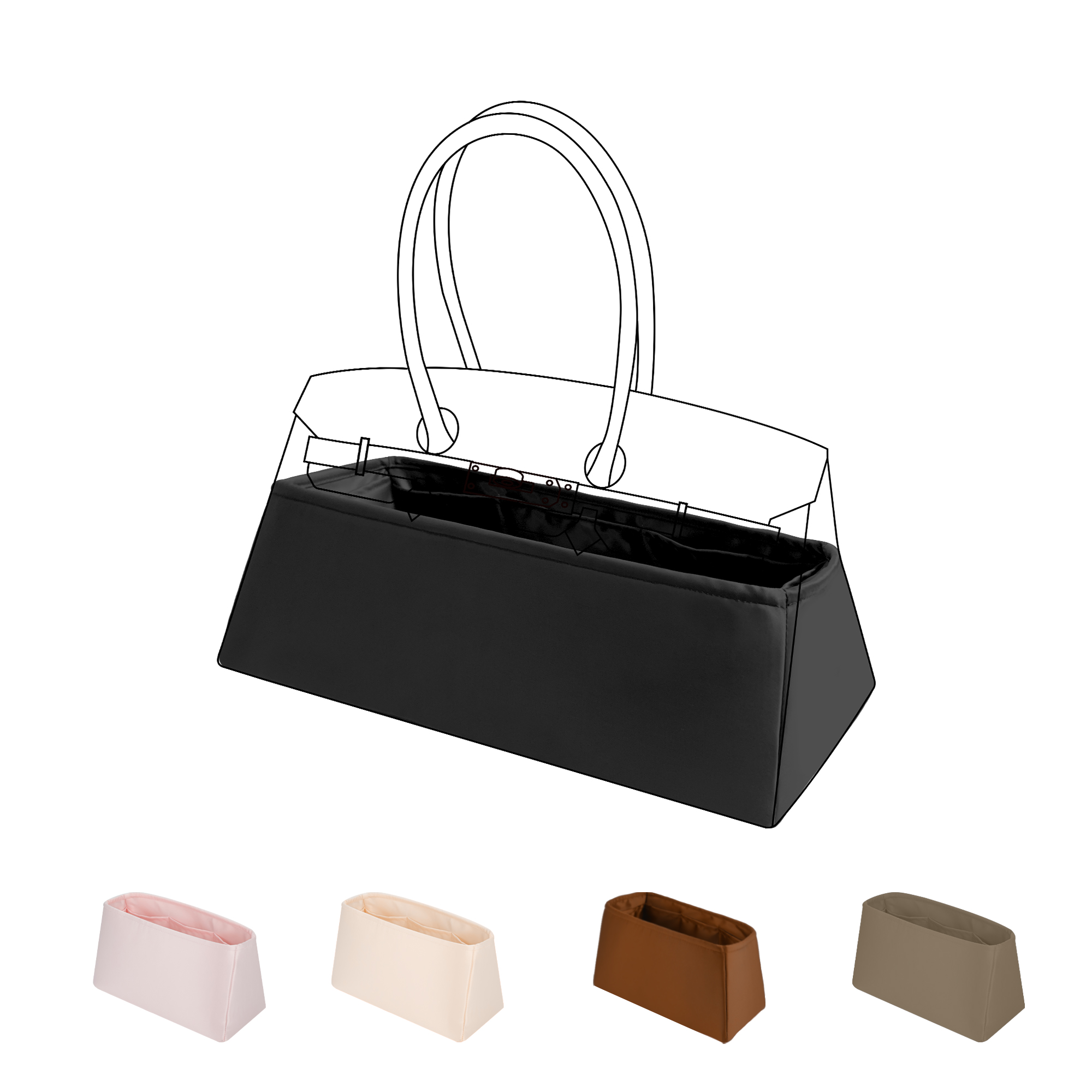 Luxury Bags Hermes - DGAZ กระเป๋าใส่ของแบบผ้าไหม เหมาะสำหรับกระเป๋าสะพายเฮอร์เมส กระเป๋าจัดระเบียบแบบเนียนเรียบ กระเป๋าถือสุดหรูและที่จัดทรงกระเป๋า