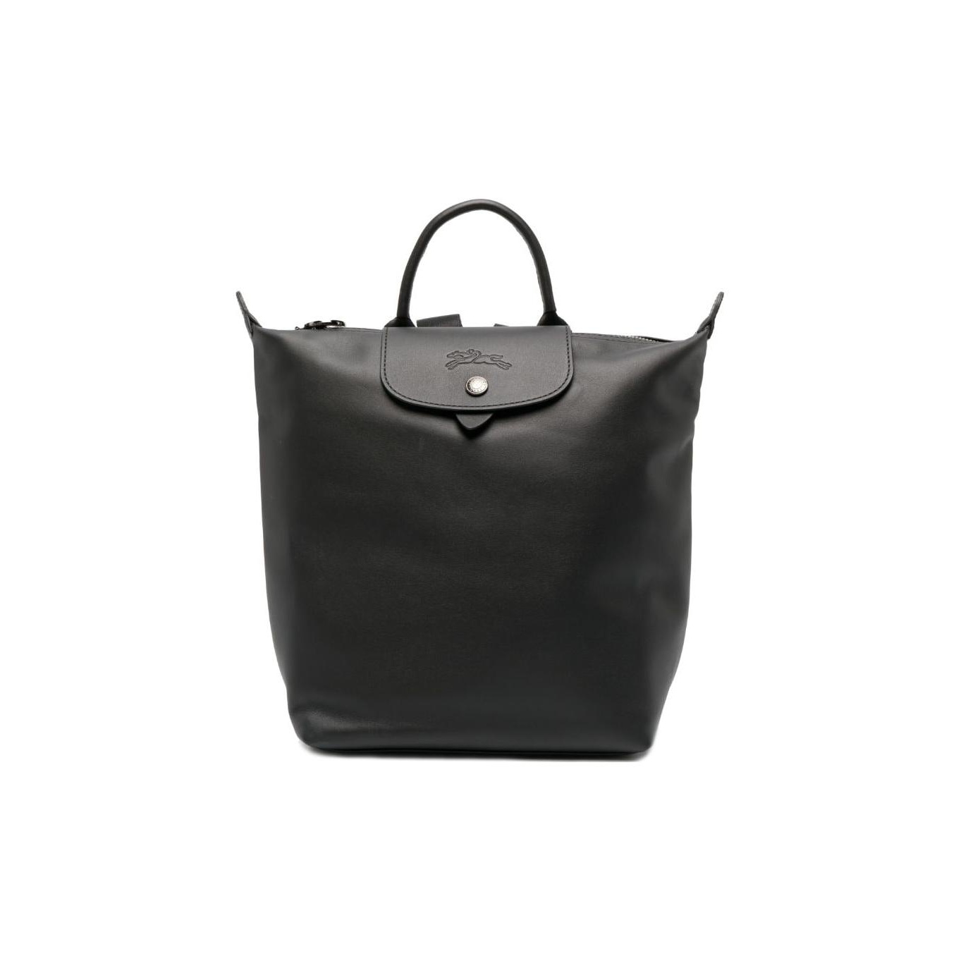 Genuine Leather Backpack - LONGCHAMP Le Pliage กระเป๋าเป้หนังวัวขนาดเล็กสำหรับผู้หญิง สีดำ 10209987001