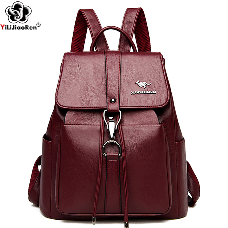 Genuine Leather Backpack - กระเป๋าเป้สะพายหลังป้องกันการโจรกรรมผู้หญิงกระเป๋าสะพายแบรนด์ที่มีชื่อเสียงหนังกระเป๋าเป้สะพายหลังสําหรับสาวขนาดใหญ่ความจุกระเป๋าสุภาพสตรี Back Pack