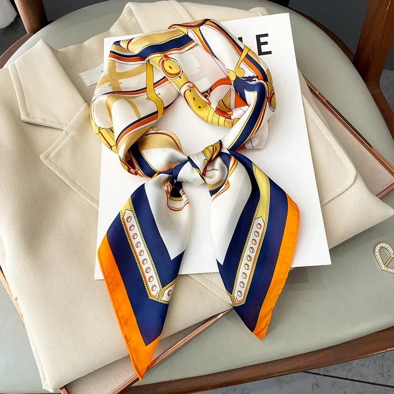 Luxury Bags Expensive - ผ้าพันคอไหมสี่เหลี่ยมลายโซ่ ดีไซน์หรูหรา สำหรับผู้หญิง ผ้าซาตินเนื้อนุ่ม ใช้เป็นผ้าคาดผม ผ้าคลุมศีรษะ
