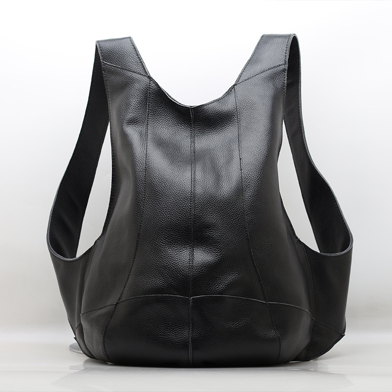 Genuine Leather Backpack - คลาสสิกกระเป๋าเป้สะพายหลังผู้ชายAnti-Theftซิปด้านหลังขนาดใหญ่รถจักรยานยนต์กระเป๋าหนังโรงเรียนกระเป๋าสำหรับวัยรุ่นชายกระเป๋าเดินทาง