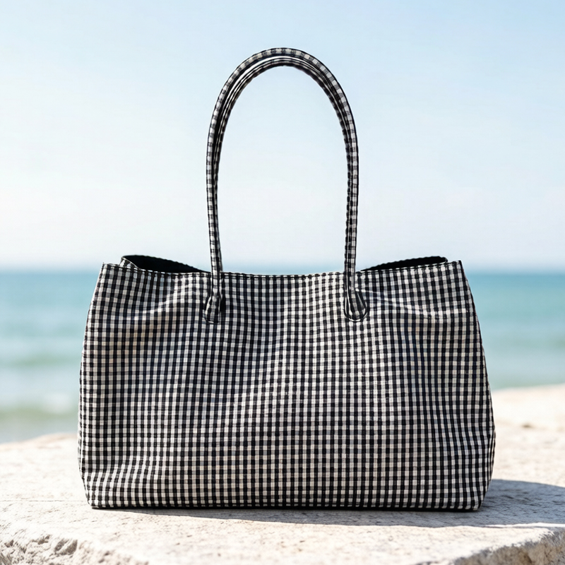 Luxury Bags 2026 - กระเป๋าโท้ทลายตารางแบบลำลองสำหรับผู้หญิง กระเป๋าถือและกระเป๋าสะพายแบรนด์หรู ดีไซน์ใหม่ปี 2026 ทำจากโพลีเอสเตอร์ ความจุเยอะ