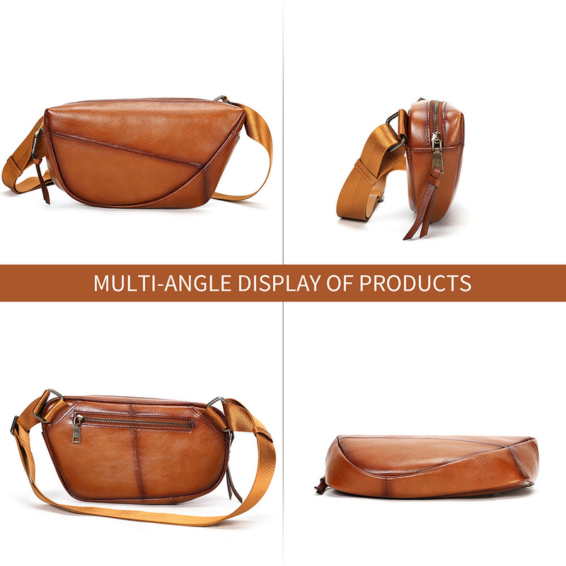 Saddle Bag Distressed - กระเป๋าคาดหน้าอกผู้ชายหนังแท้สไตล์วินเทจ กระเป๋าสะพายหนังวัวแบบเรียบง่ายและลำลอง กระเป๋าหนังวัวชั้นบนสุดความจุขนาดใหญ่