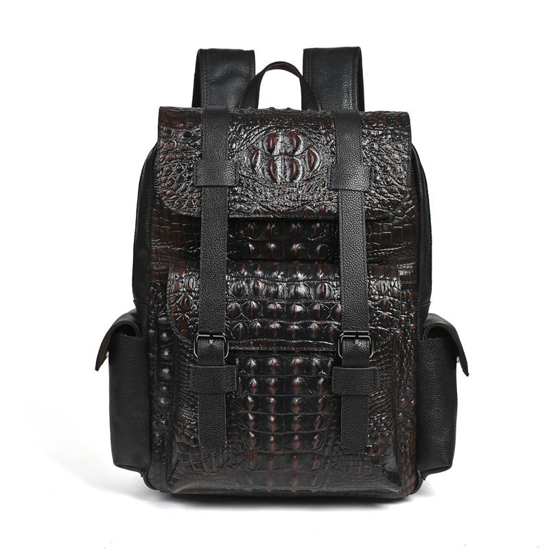 Genuine Leather Backpack - 2026 ใหม่แฟชั่นอัลลิเกเตอร์แบรนด์หนังวัวธรรมชาติของแท้กระเป๋าเป้สะพายหลังผู้ชายขนาดใหญ่กระเป๋านักเรียนกระเป๋าเป้สะพายหลังแล็ปท็อปกระเป๋าคอมพิวเตอร์