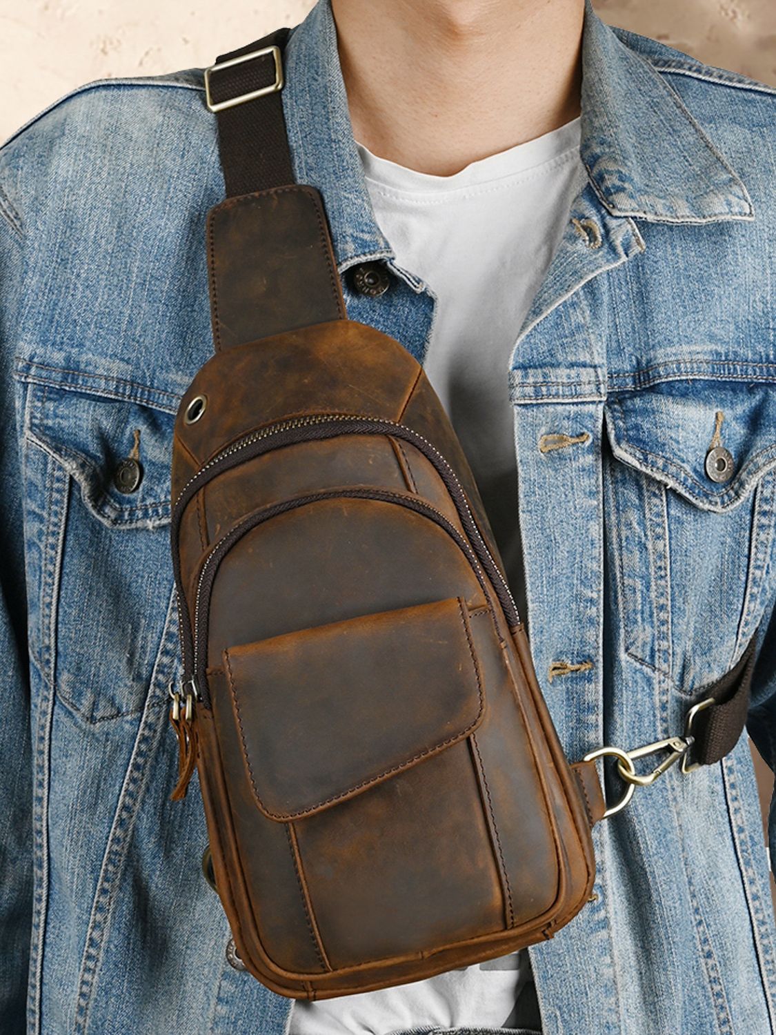 ดีไซเนอร์หรูหรากระเป๋าคาดหน้าอ - Genuine Leather Backpack บทวิจารณ์และราคา