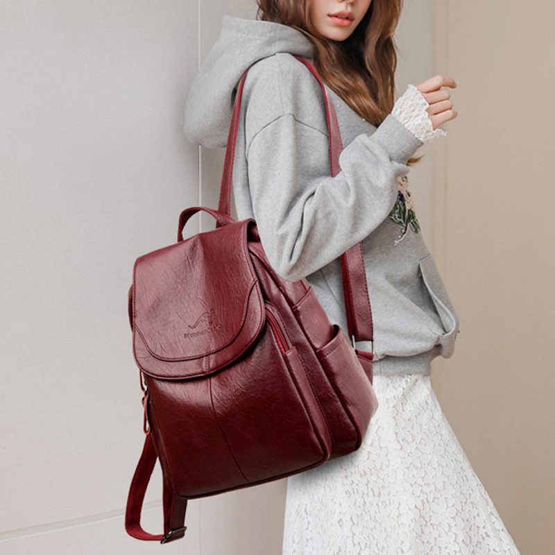 กระเป๋าเป้หนังแท้สไตล์วินเทจสำ - Genuine Leather Backpack บทวิจารณ์และราคา