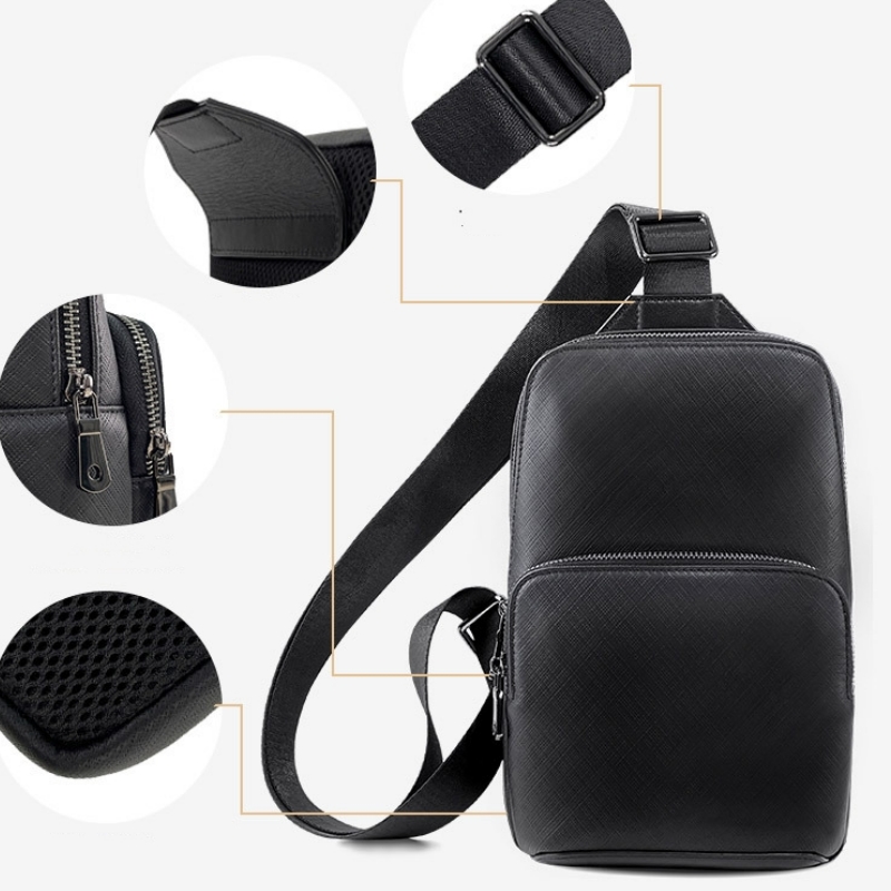 กระเป๋าสะพายของผู้ชายสีดำดีไซน - Genuine Leather Backpack บทวิจารณ์และราคา