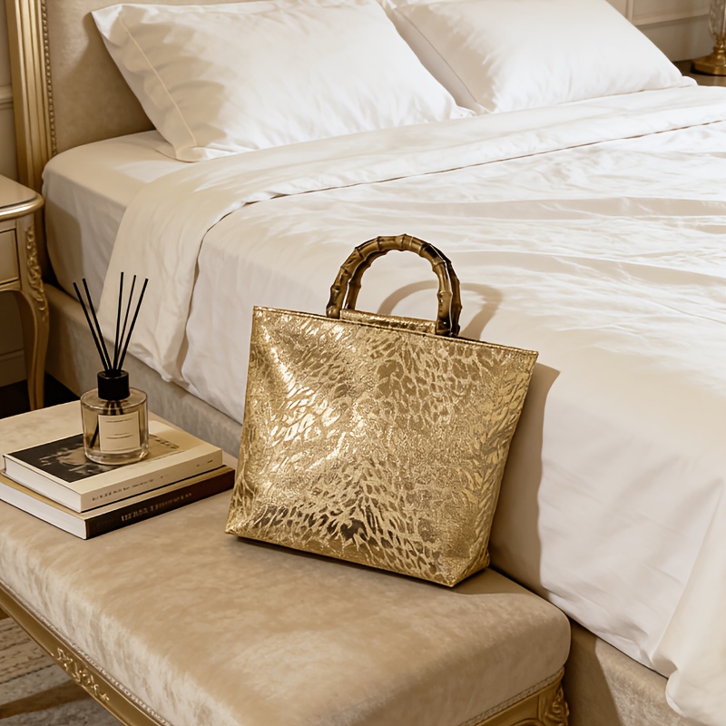 กระเป๋าโท้ทลายใบไม้สีทองเมทัลล - Luxury Bag Collection บทวิจารณ์และราคา