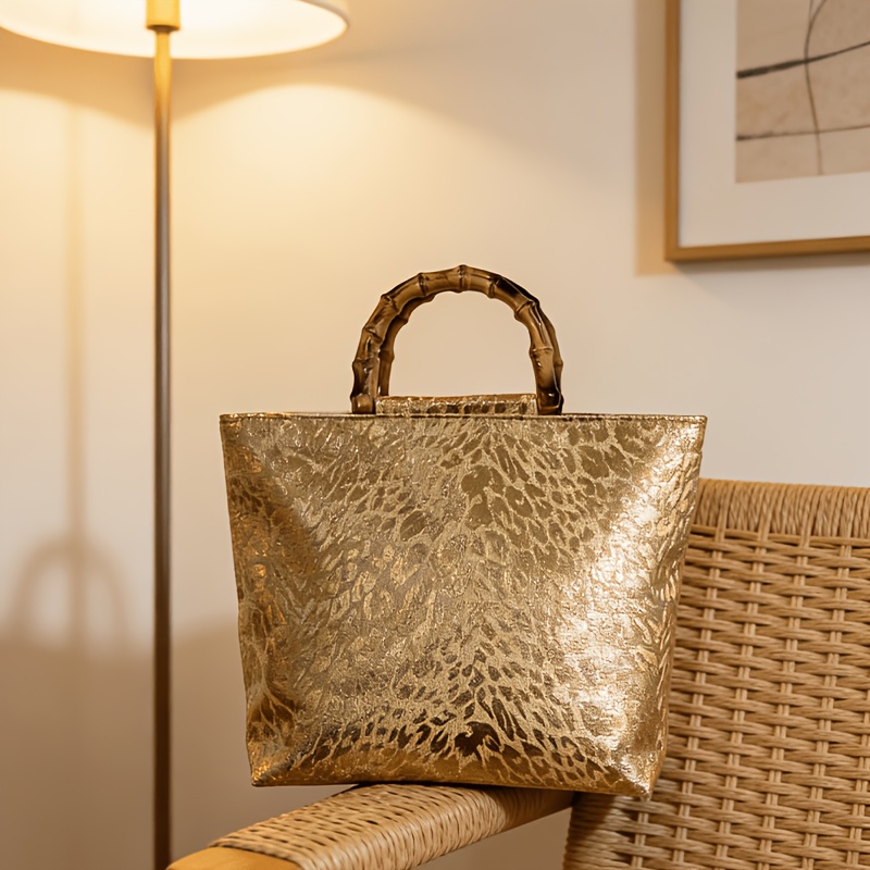 กระเป๋าโท้ทลายใบไม้สีทองเมทัลล - Luxury Bag Collection บทวิจารณ์และราคา