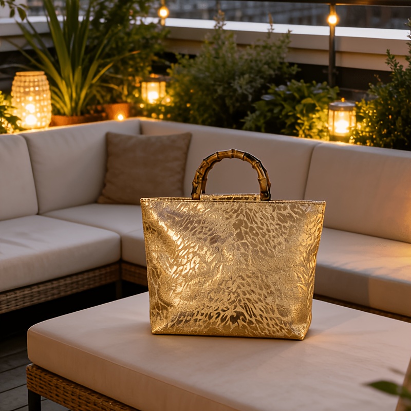 กระเป๋าโท้ทลายใบไม้สีทองเมทัลล - Luxury Bag Collection บทวิจารณ์และราคา