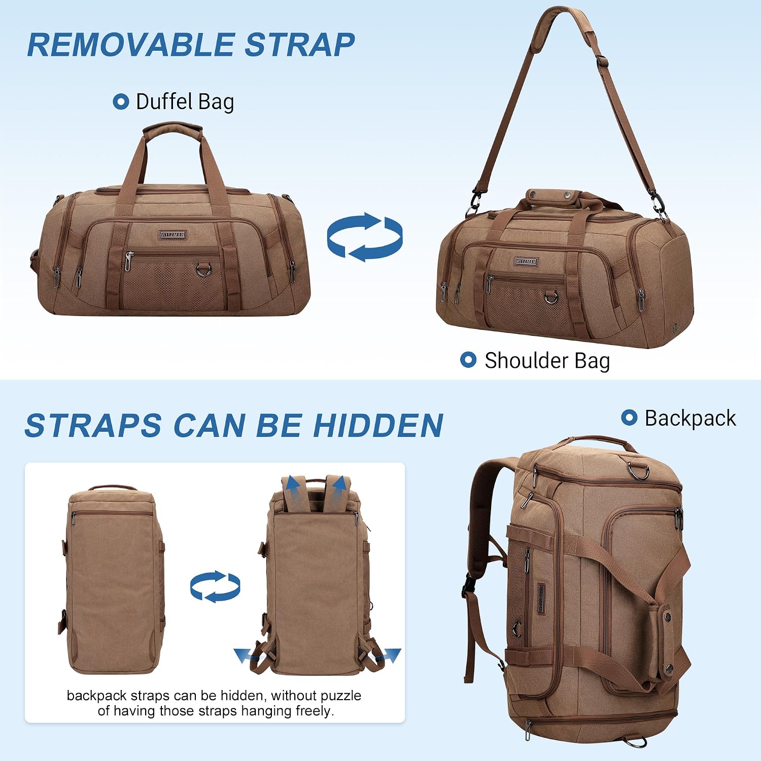 กระเป๋าผ้าแคนวาสสำหรับผู้ชาย 3 - Weekender Bag Duffle บทวิจารณ์และราคา