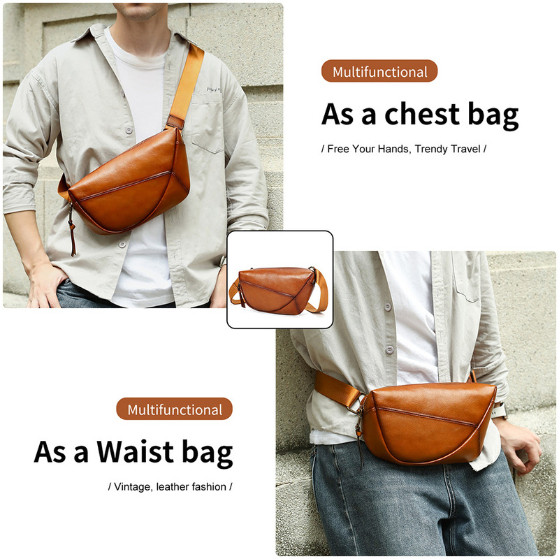 กระเป๋าคาดหน้าอกผู้ชายหนังแท้ส - Saddle Bag Distressed บทวิจารณ์และราคา
