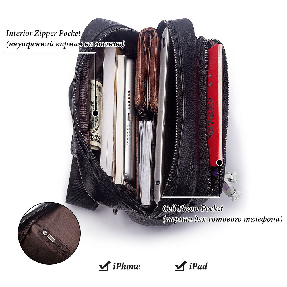กระเป๋าคาดหน้าอกมัลติฟังก์ชันแ - Genuine Leather Backpack บทวิจารณ์และราคา